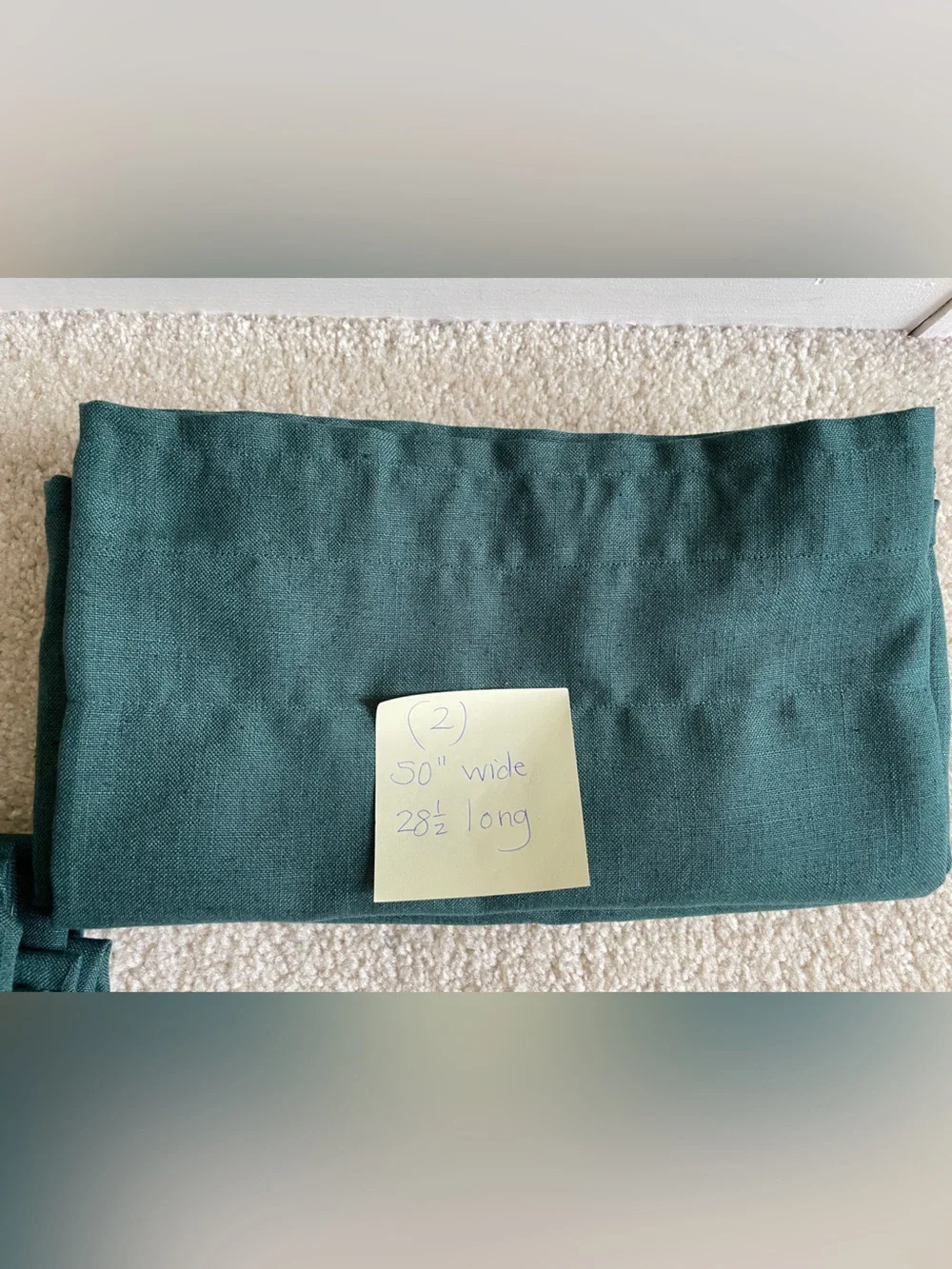 2 long sets and 2 short sets Dark Teal Linen Curtain Panel